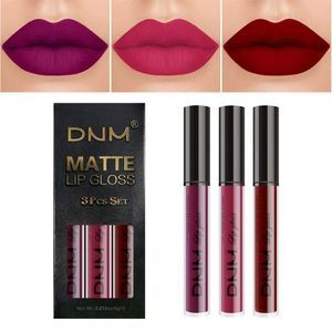 3Pcs Matte 24-hour Liquid Lipstick Sets,DNM Matte Dark Red Purple Lipstick